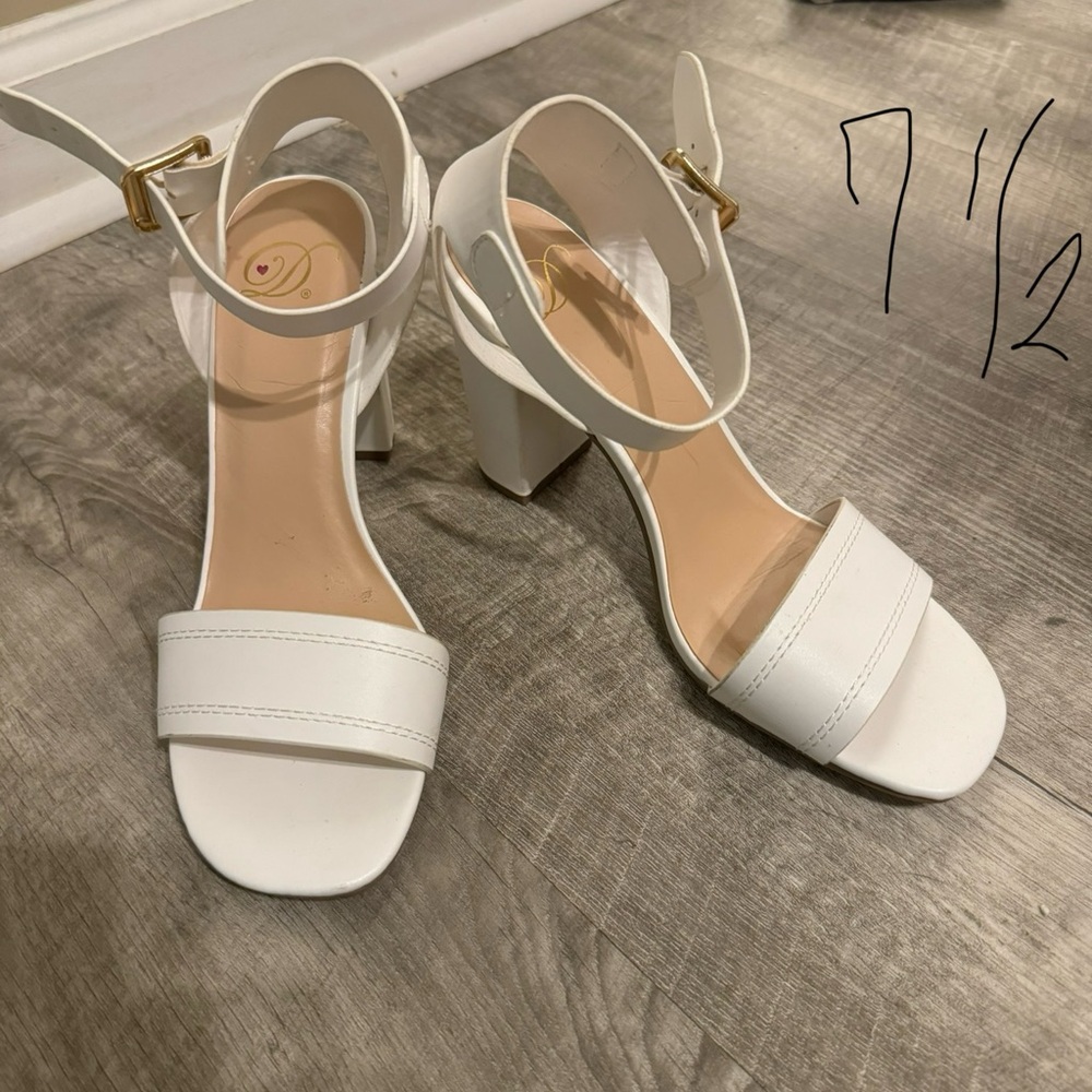 White chunky heel, heels with ankle strap